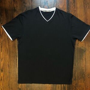 Raffi Linea Uomo Black White Trim Cotton Mens V-Neck T Shirt XL/54